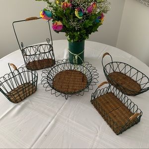 Donating Feb 16 ‘22 Offers Welcome!  5 Vintage Metal/Wicker Baskets